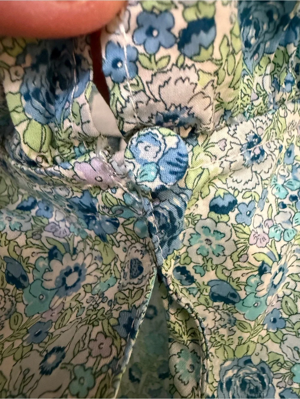 J. Crew Made with Liberty Fabric Blue Floral Smocked Sleeve Blouse Sz XXL